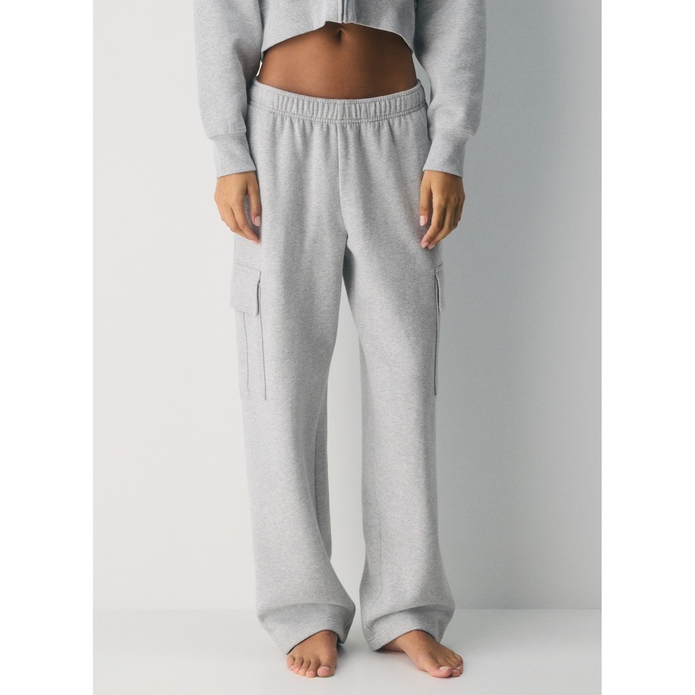 TNA Aritzia Sweatfleece Cozy Fleece Mega Fit Cargo Sweatpants Grey Womens Small